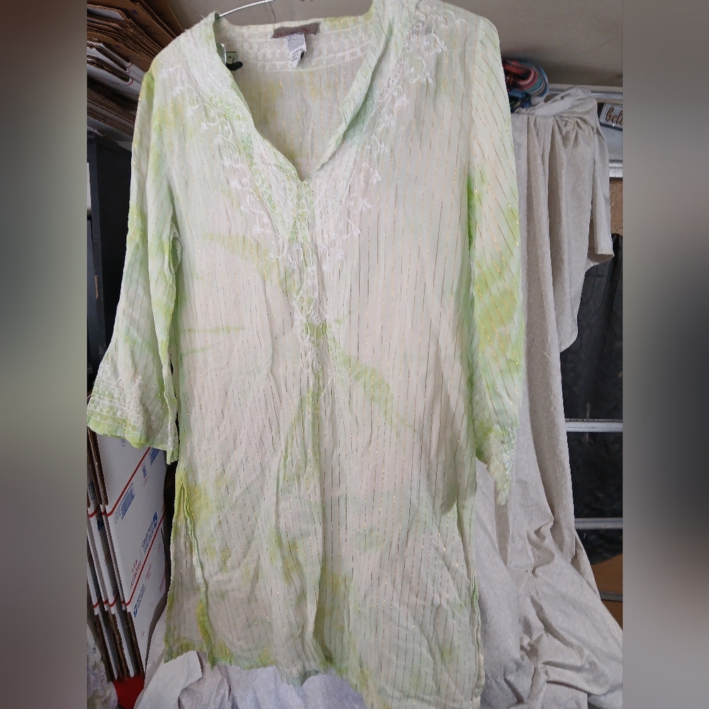 Women’s Peppermint Bay Cover up Dress tie dye long sleeve beach coverup Size M